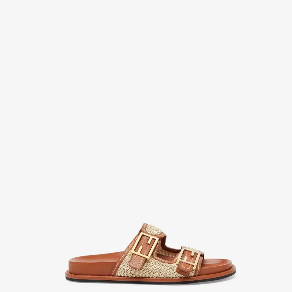 Slides E Sandali>Fendi Slide In Pelle Marrone