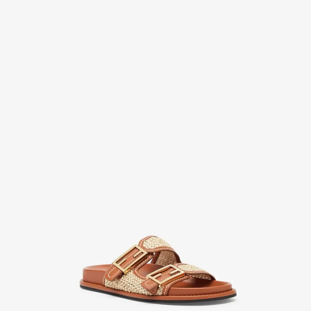 Slides E Sandali>Fendi Slide In Pelle Marrone