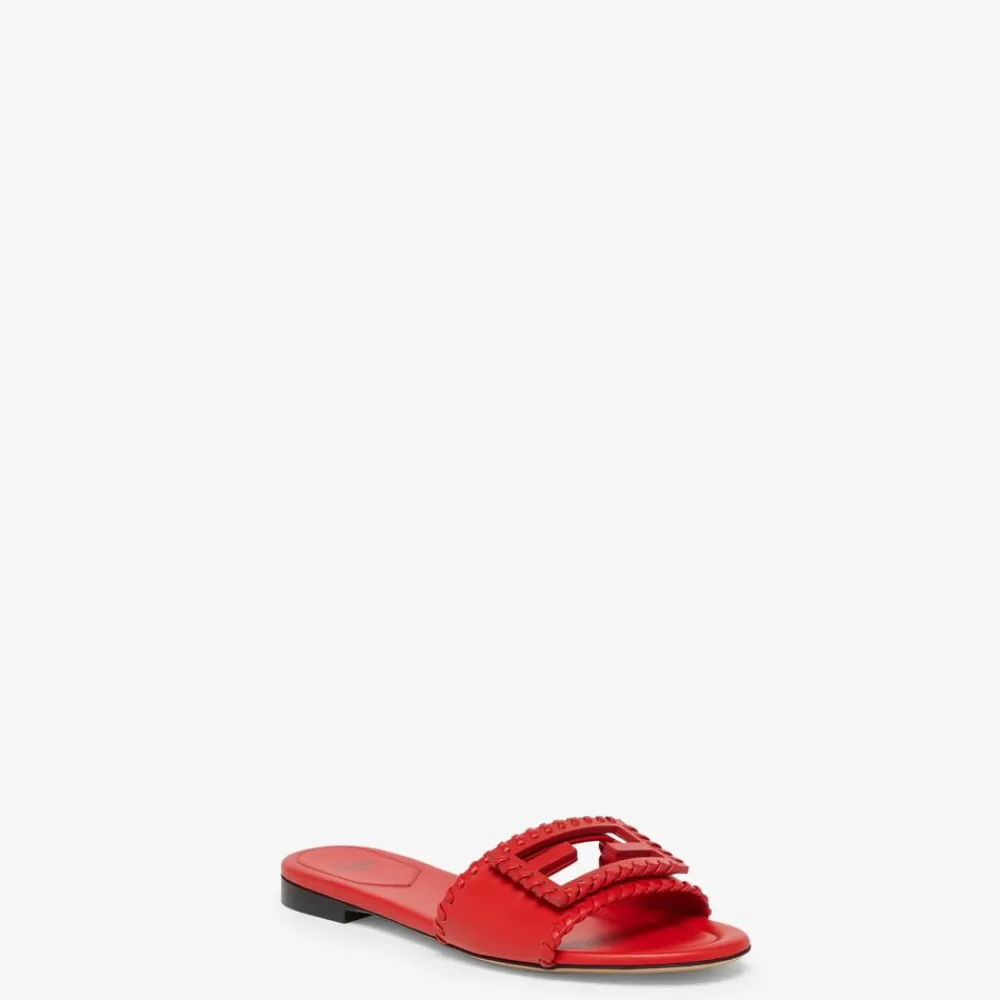 Slides E Sandali>Fendi Slide In Pelle Rossa