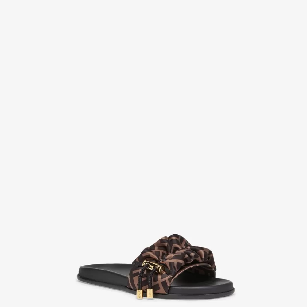 Slides E Sandali>Fendi Slide In Raso Marrone