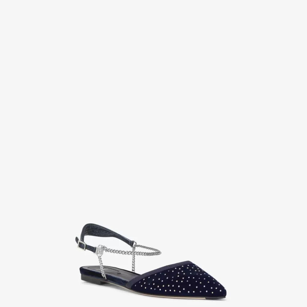 Decollete>Fendi Slingback In Velluto Blu