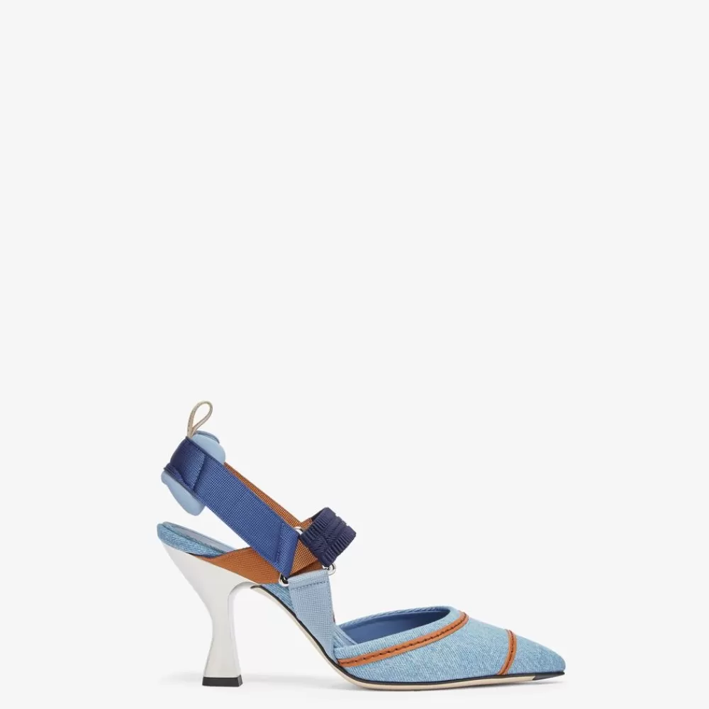 Decollete>Fendi Slingback Tacco Alto Con Ricamo