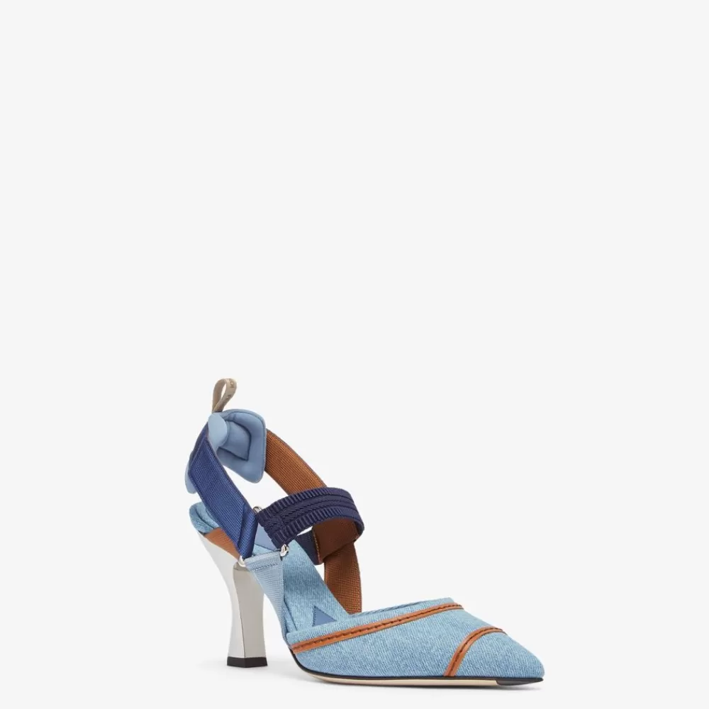 Decollete>Fendi Slingback Tacco Alto Con Ricamo