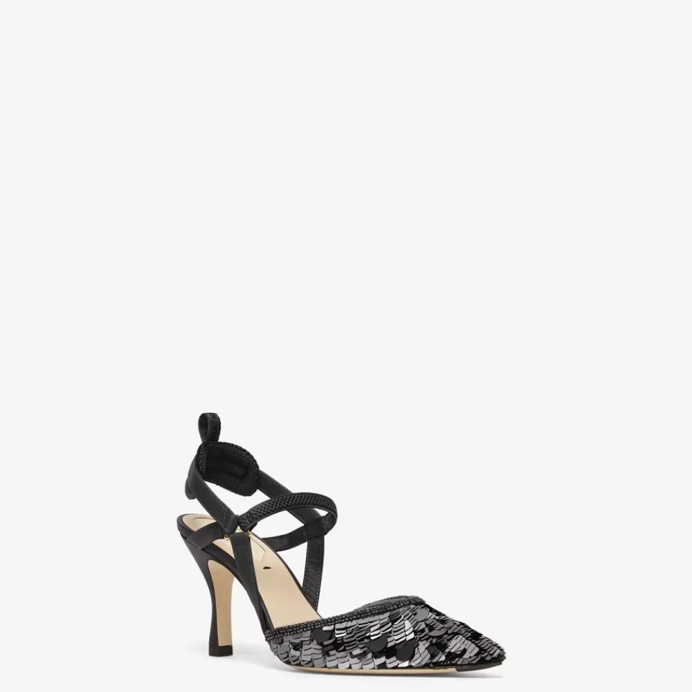 Decollete>Fendi Slingback Tacco Alto In Paillette Nere