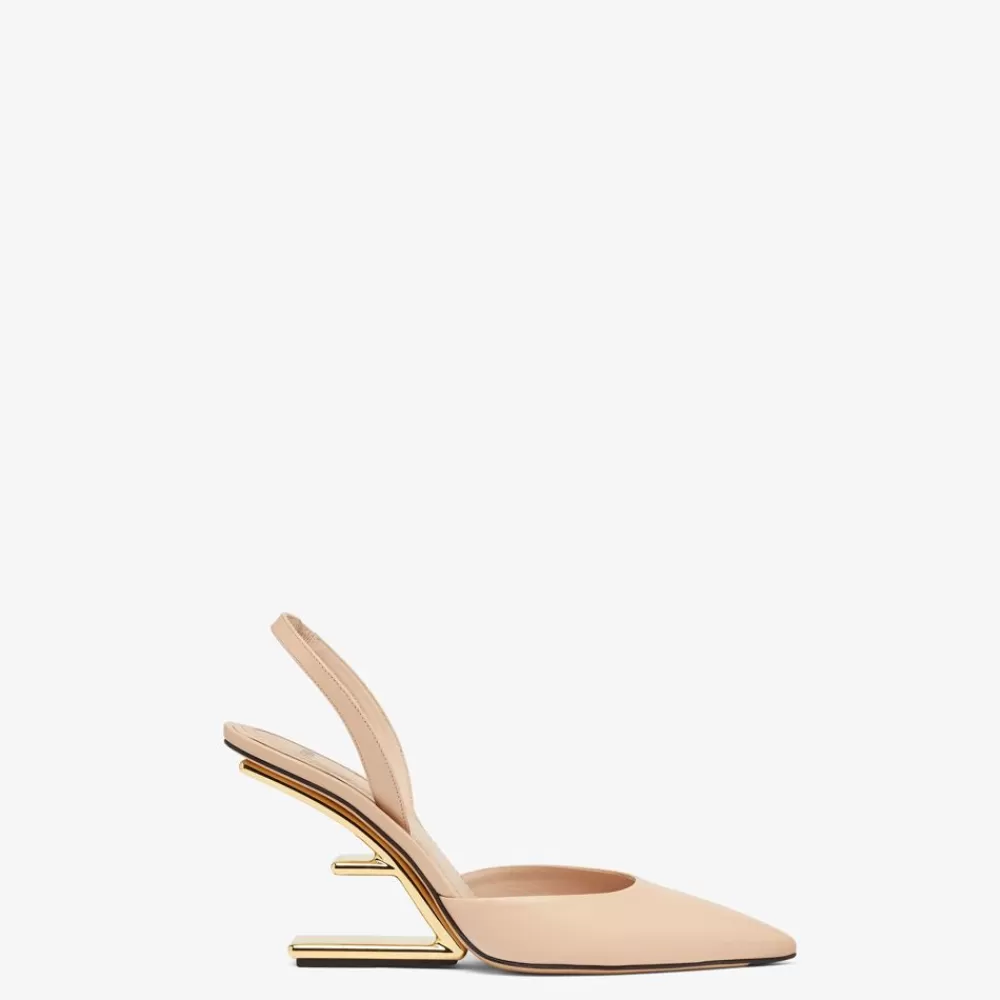 Decollete>Fendi Slingback Tacco Alto In Pelle Rosa Chiaro