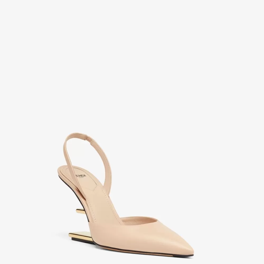 Decollete>Fendi Slingback Tacco Alto In Pelle Rosa Chiaro