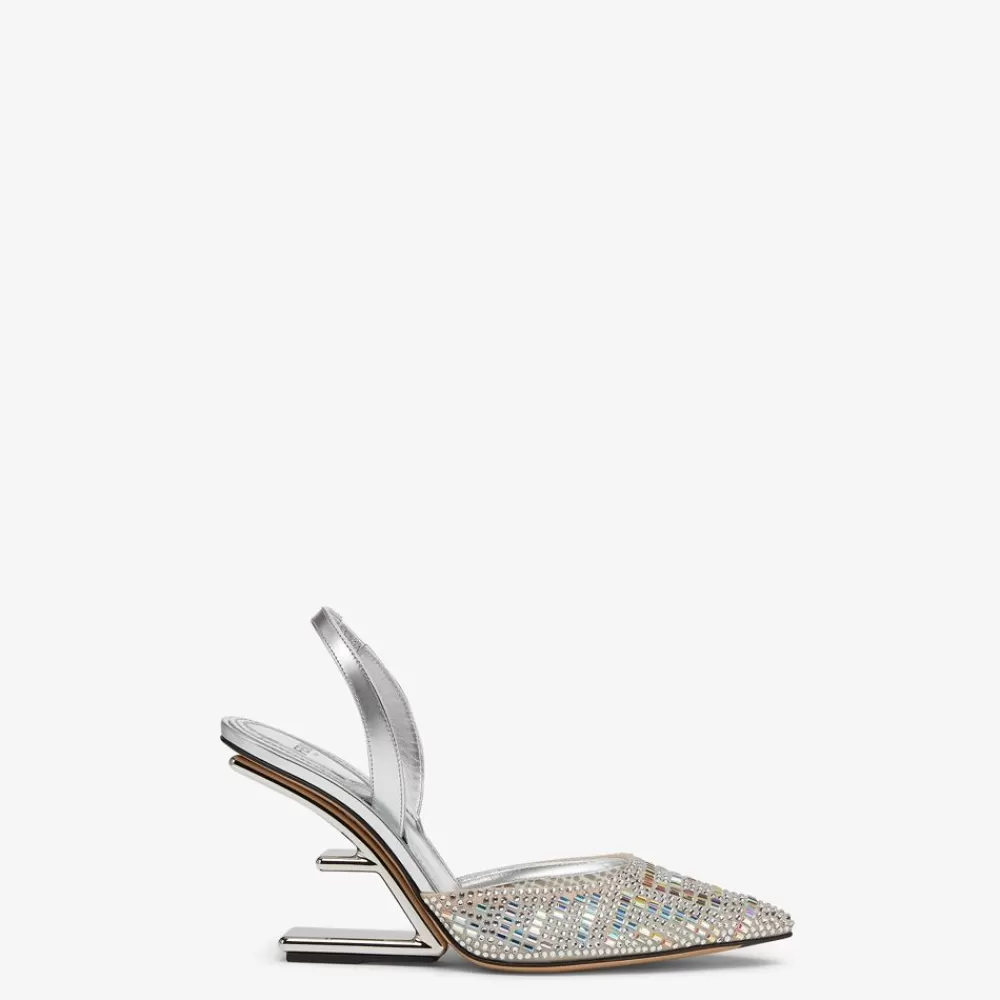 Decollete>Fendi Slingback Tacco Alto In Strass Color Argento