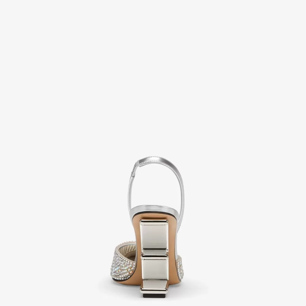Decollete>Fendi Slingback Tacco Alto In Strass Color Argento