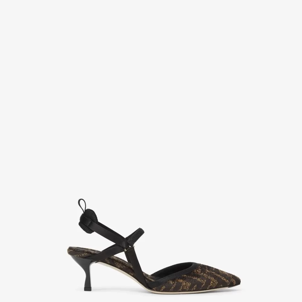 Decollete>Fendi Slingback Tacco Medio In Ciniglia Nera