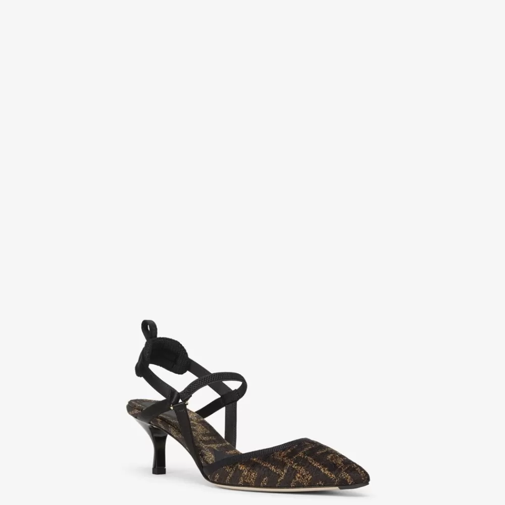 Decollete>Fendi Slingback Tacco Medio In Ciniglia Nera