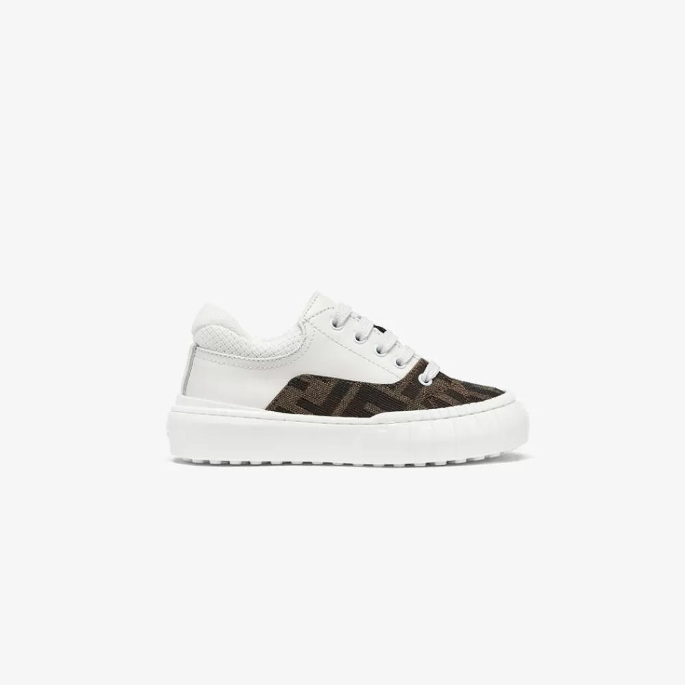 Scarpe>Fendi Sneaker Primi Passi In Pelle Bianca E Tessuto Con Logo