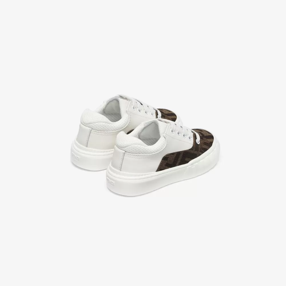 Scarpe>Fendi Sneaker Primi Passi In Pelle Bianca E Tessuto Con Logo