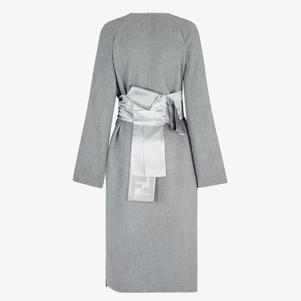 Cappotti E Capispalla>Fendi Soprabito In Cashmere Double Grigio
