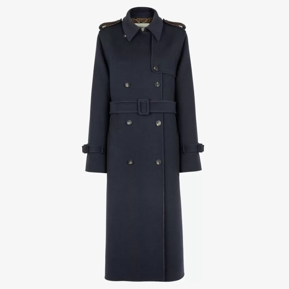 Cappotti E Capispalla>Fendi Soprabito In Lana Blu