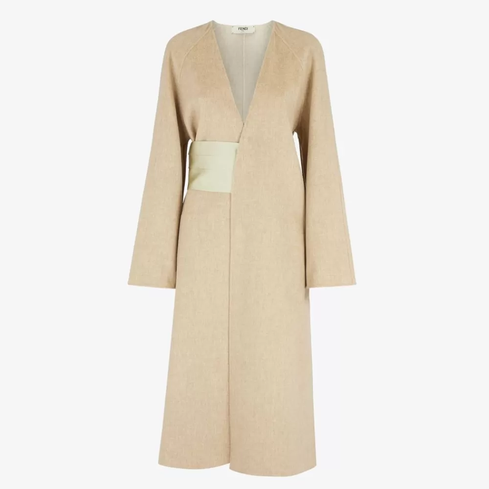 Cappotti E Capispalla>Fendi Soprabito In Lana Double Beige