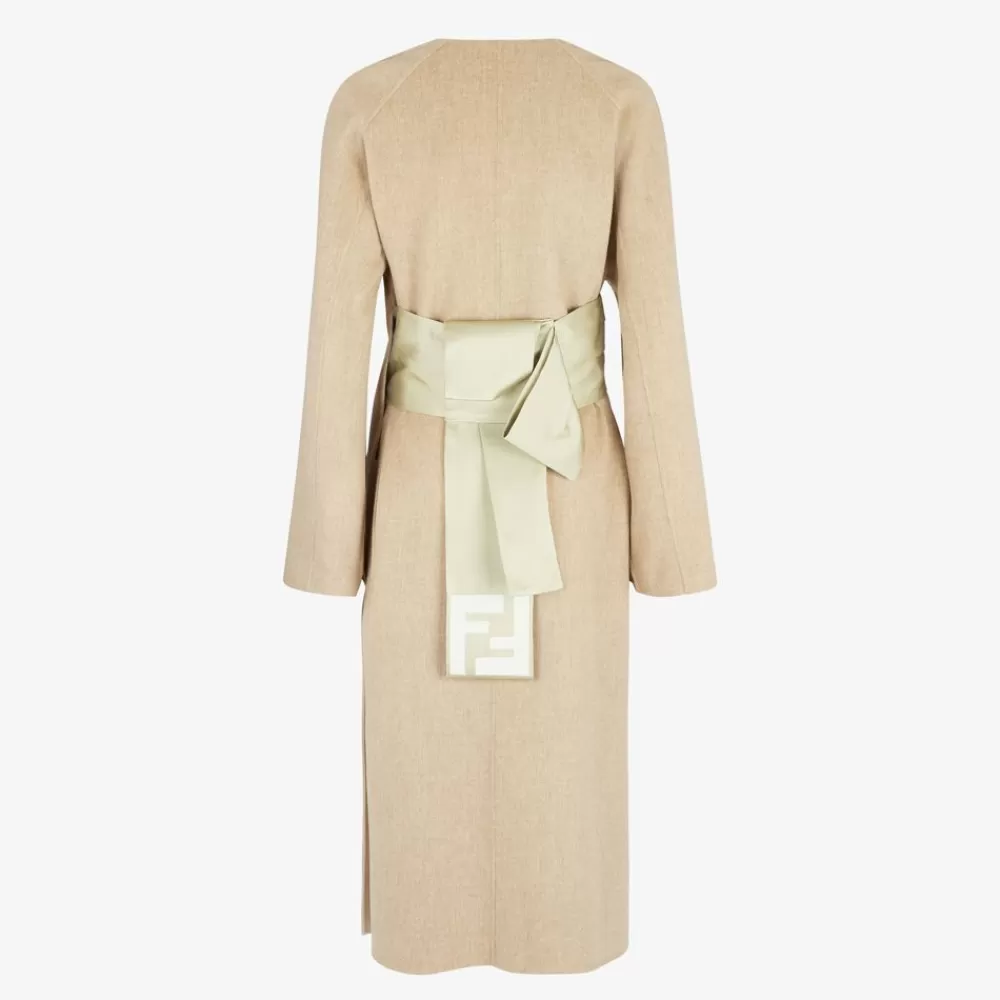 Cappotti E Capispalla>Fendi Soprabito In Lana Double Beige