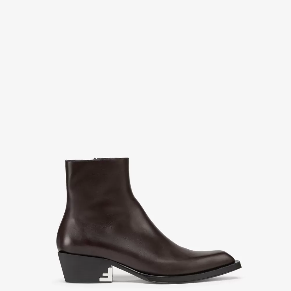 Stivaletti E Scarpe Allacciate>Fendi Stivale In Pelle Marrone