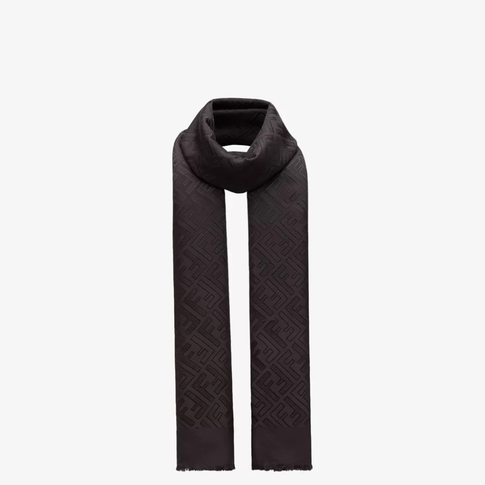Foulard In Seta>Fendi Stola Di Seta Nera