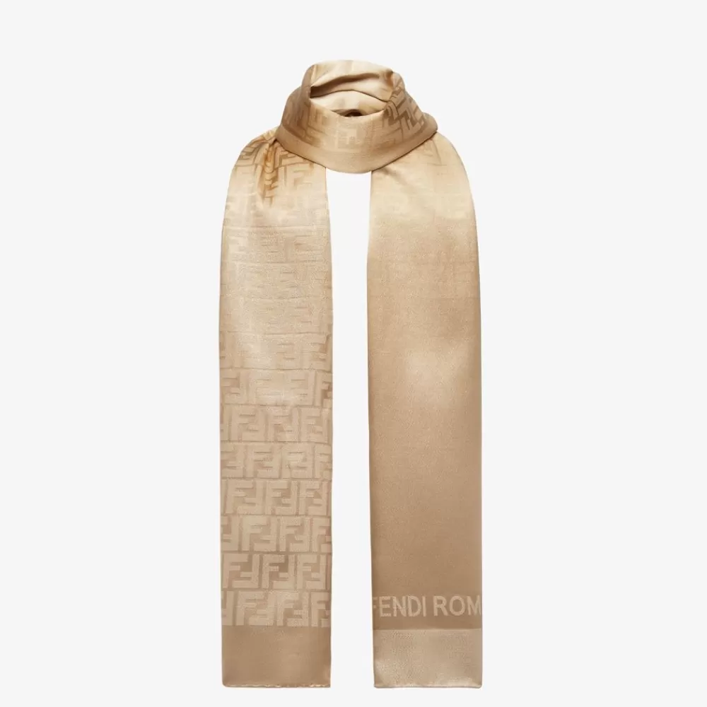 Sciarpe E Poncho>Fendi Stola In Seta Beige