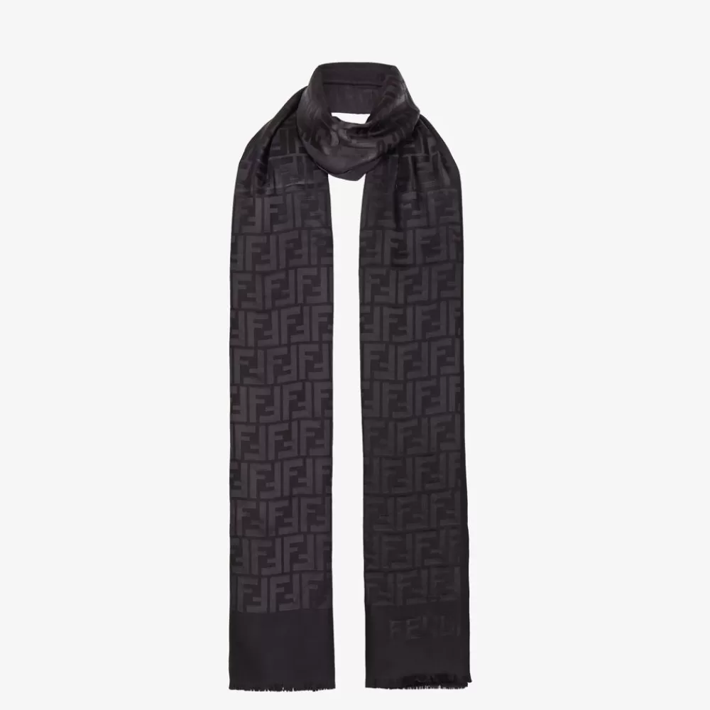 Foulard In Seta>Fendi Stola In Seta Nera
