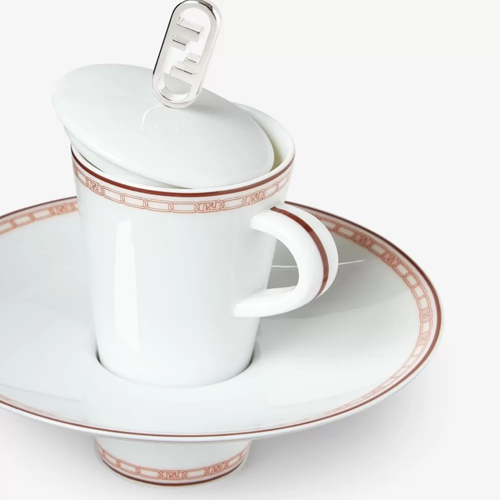 Accessori Per La Tavola>Fendi Tazzina Da Caffe In Porcellana Bianca E Rosso Mattone