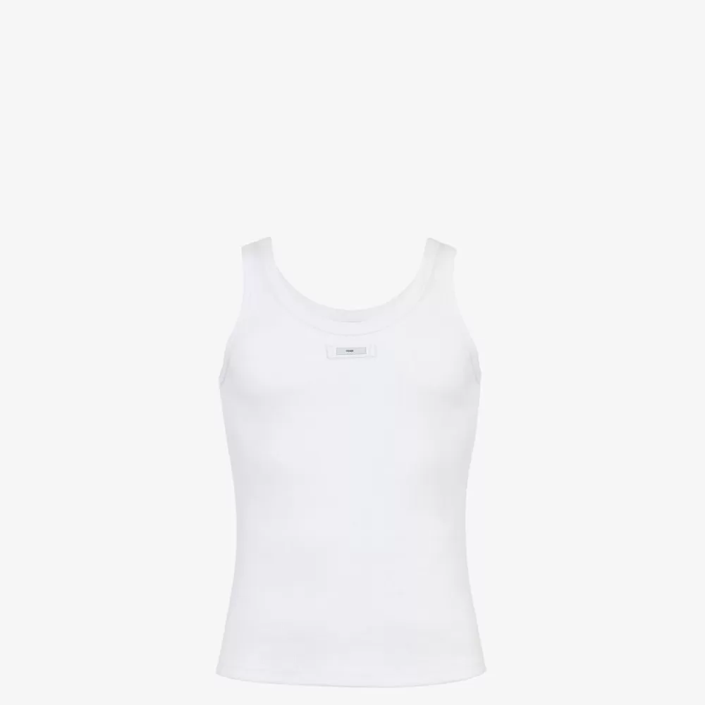 T-Shirt E Polo>Fendi Top In Jersey Bianco