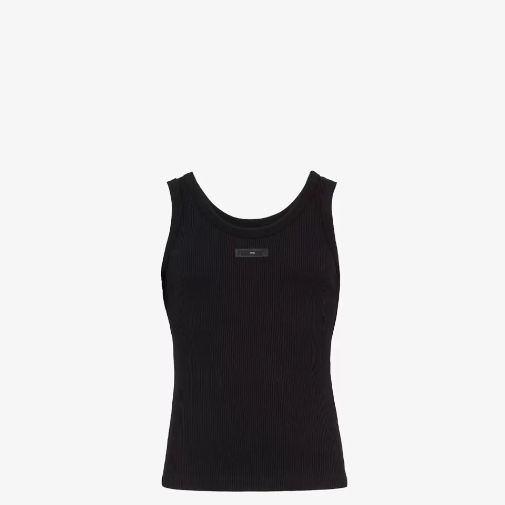 T-Shirt E Polo>Fendi Top In Jersey Nero