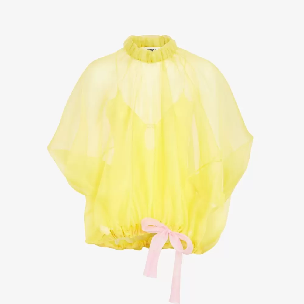 Top E Camicie>Fendi Top In Organza Di Seta Gialla