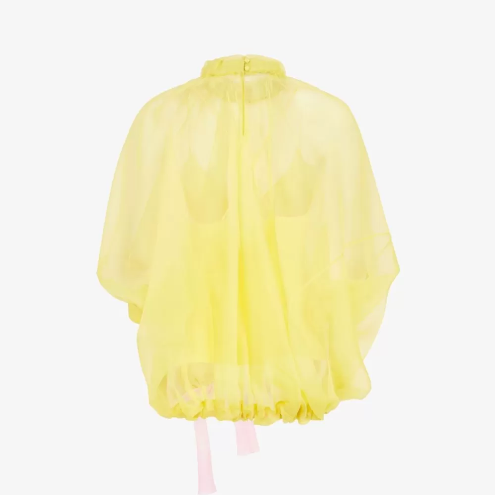 Top E Camicie>Fendi Top In Organza Di Seta Gialla