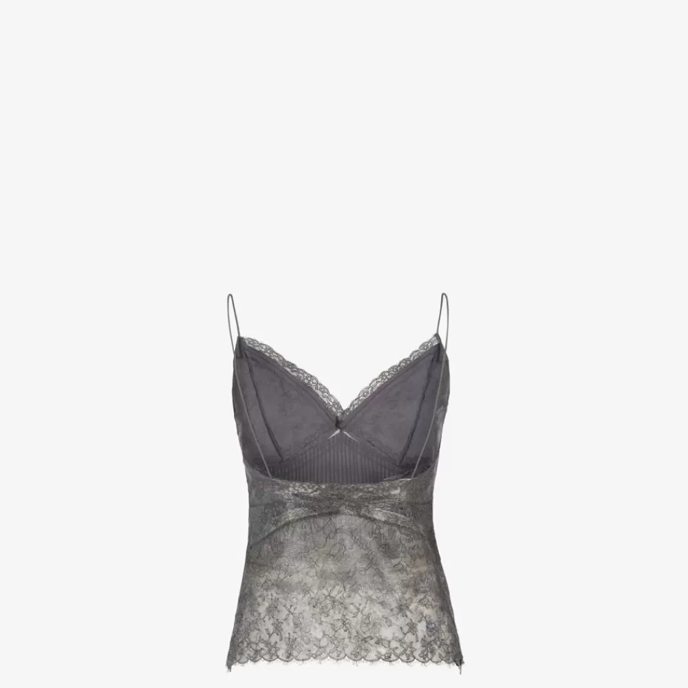 Top E Camicie>Fendi Top In Pizzo Grigio