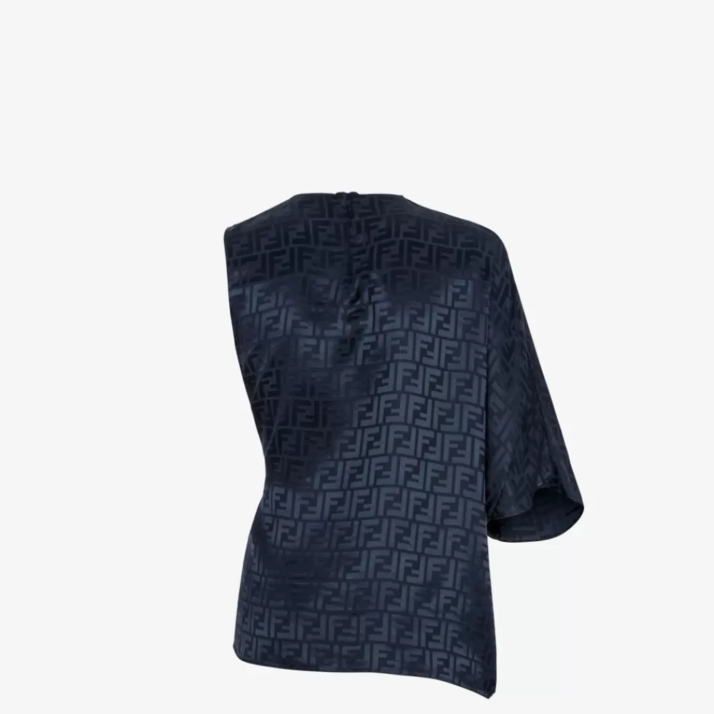 Top E Camicie>Fendi Top In Seta Ff Blu