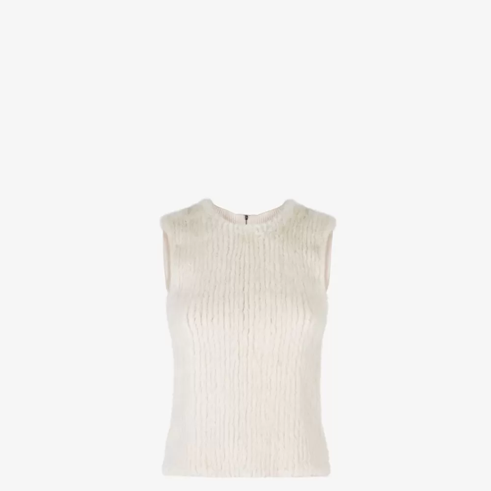 Top E Camicie>Fendi Top In Visone Bianco