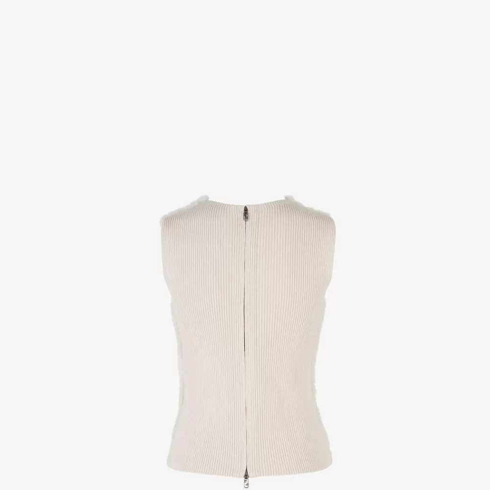 Top E Camicie>Fendi Top In Visone Bianco