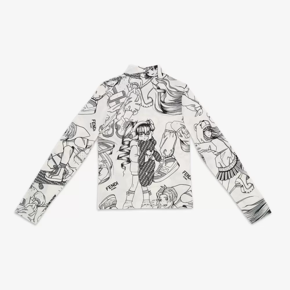 Abbigliamento>Fendi Top Junior In Jersey Con Stampa Multicolor