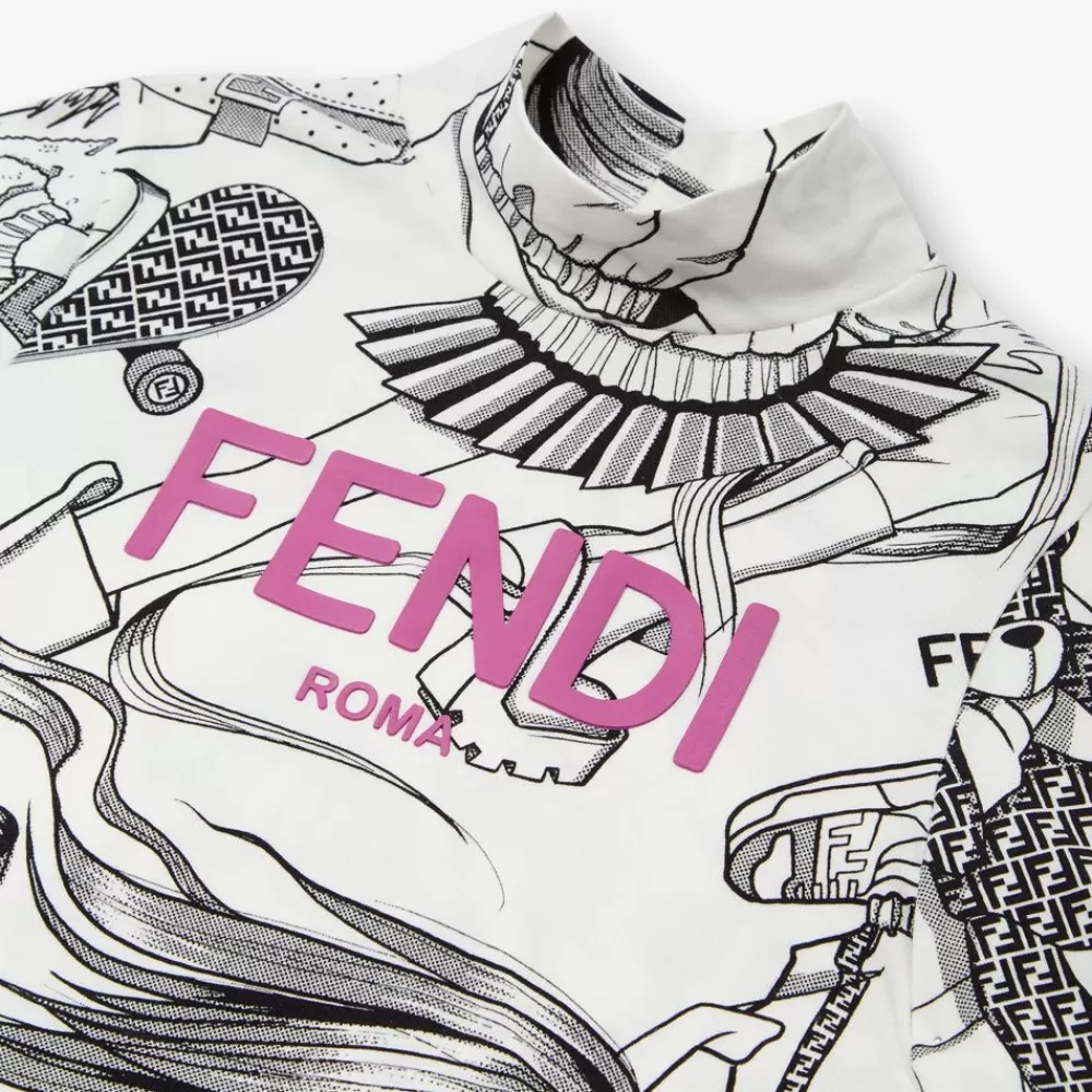 Abbigliamento>Fendi Top Junior In Jersey Con Stampa Multicolor