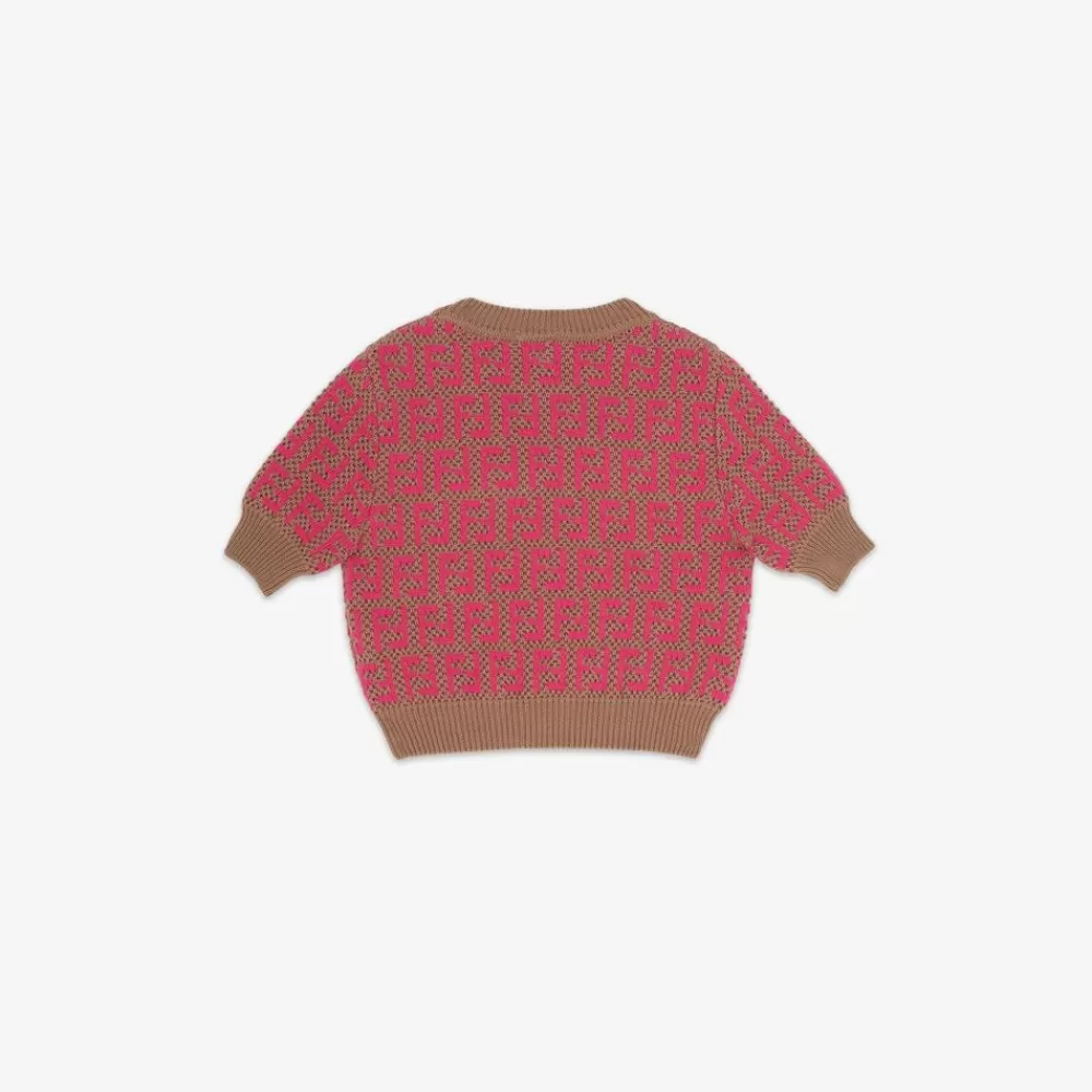 Abbigliamento>Fendi Top Junior In Maglia Fuscia E Marrone