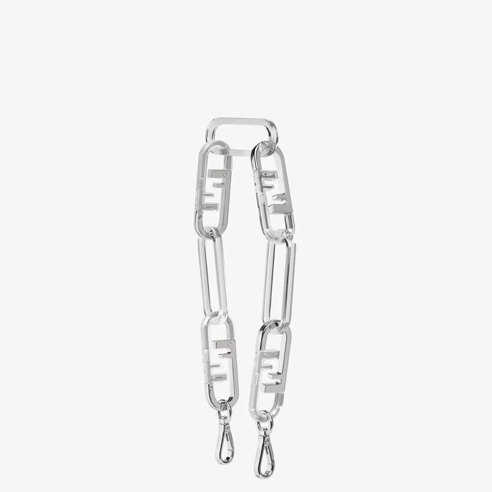 Portachiavi E Accessori Per Borse>Fendi Tracolla In Metallo Color Argento