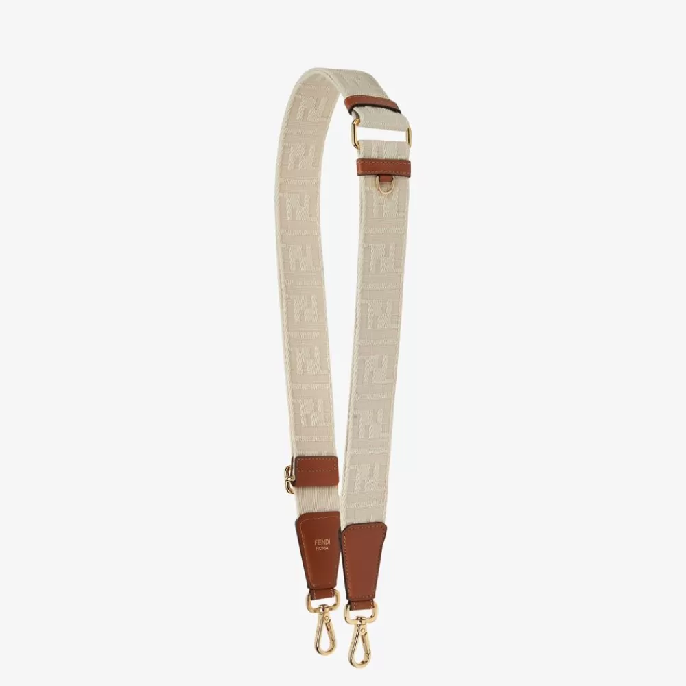 Tracolle E Accessori Per Borse>Fendi Tracolla In Nastro Color Avorio