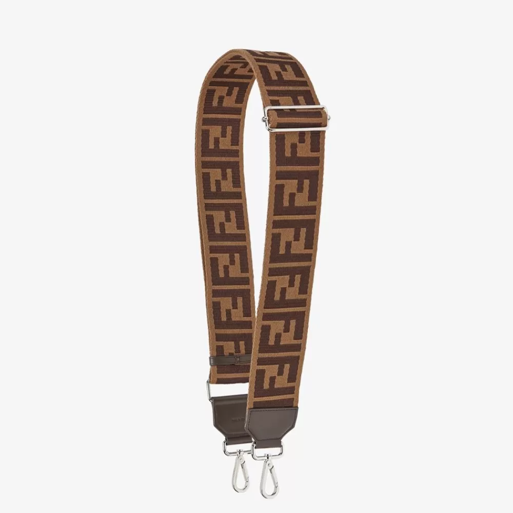 Portachiavi E Accessori Per Borse>Fendi Tracolla In Nastro Marrone