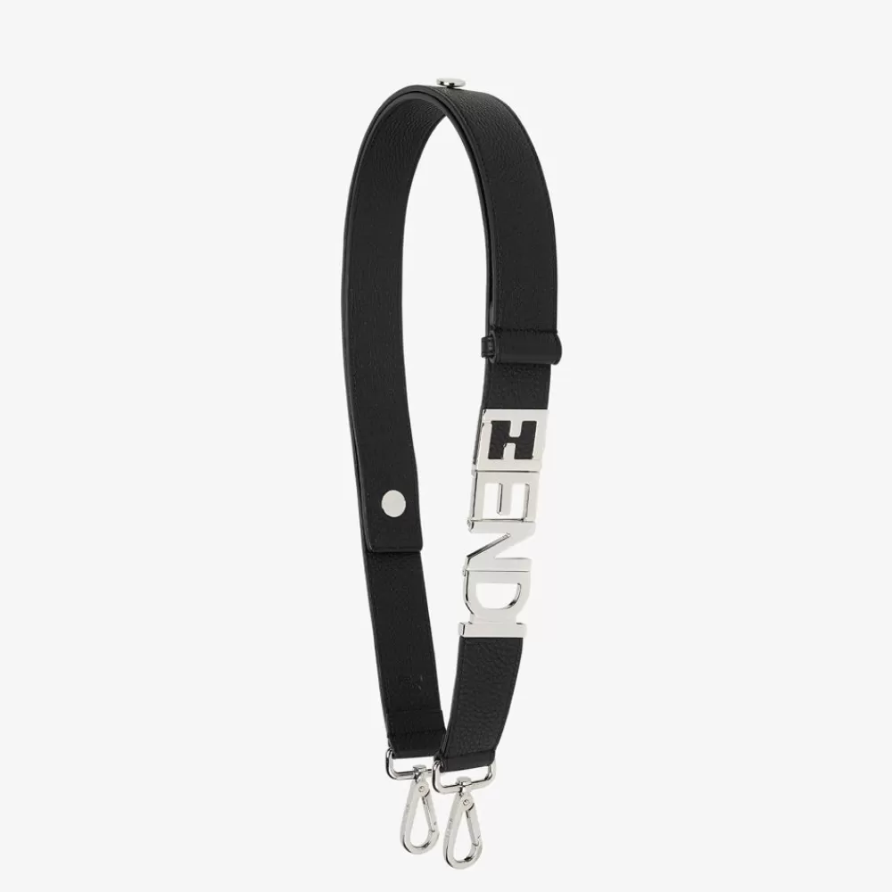 Tracolle E Accessori Per Borse>Fendi Tracolla In Pelle Nera