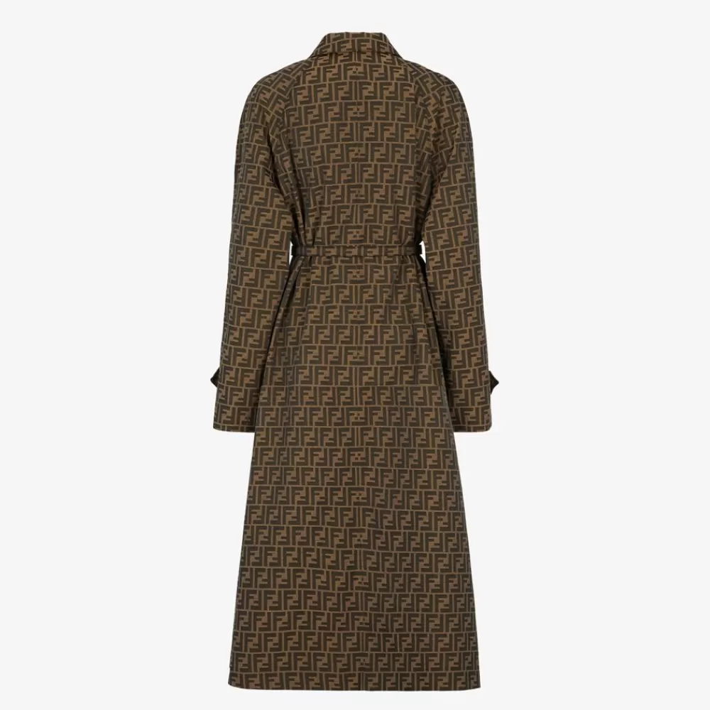 Cappotti E Capispalla>Fendi Trench In Canvas Ff Marrone