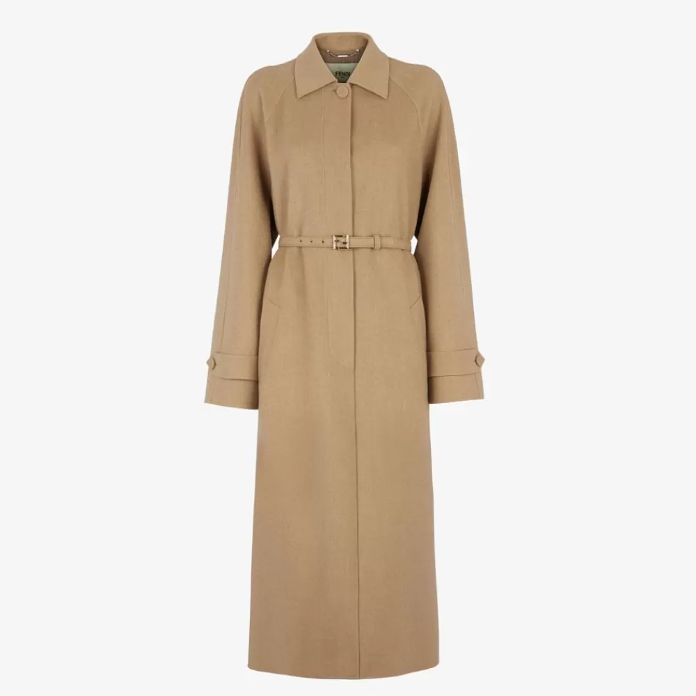 Cappotti E Capispalla>Fendi Trench In Cashmere Beige