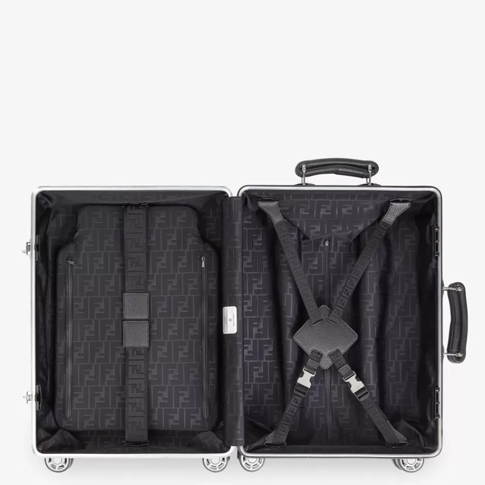 Borse Da Viaggio>Fendi Trolley In Alluminio Con Dettagli In Pelle