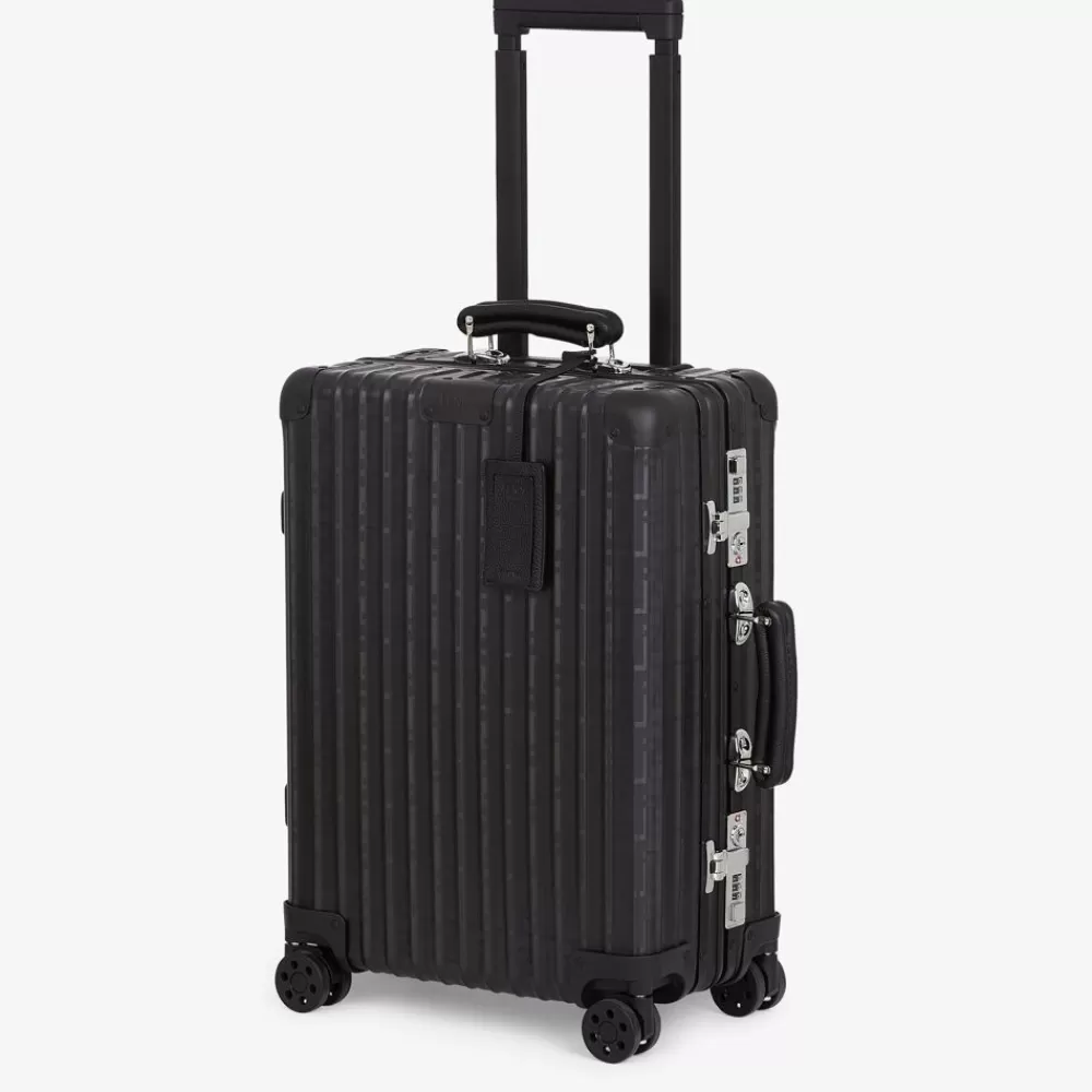 Viaggi>Fendi Trolley In Alluminio Nero Con Dettagli In Pelle