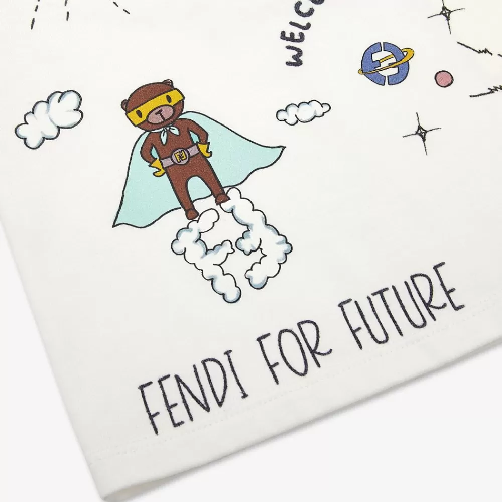 Bambina>Fendi T-Shirt Baby In Jersey Bianco E Multicolor