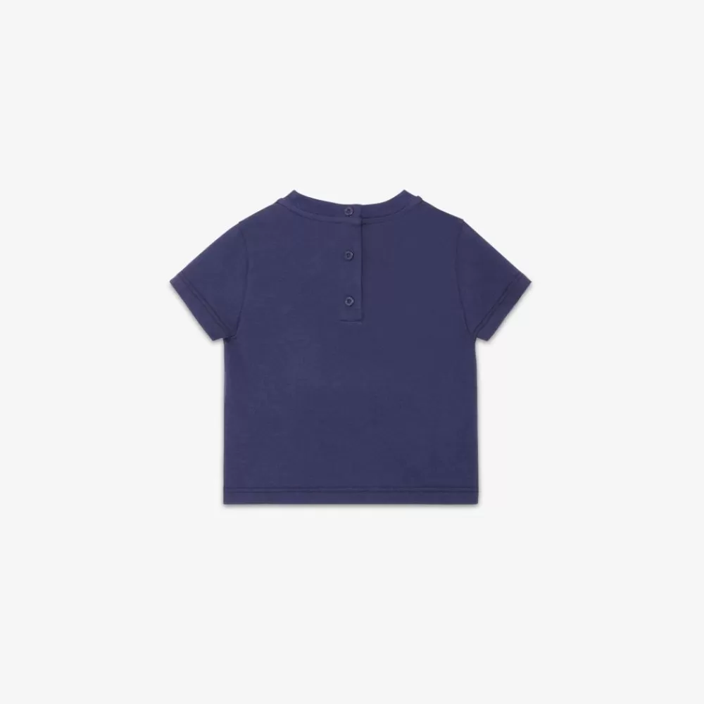 Bambina>Fendi T-Shirt Baby In Jersey Blu Con Patch