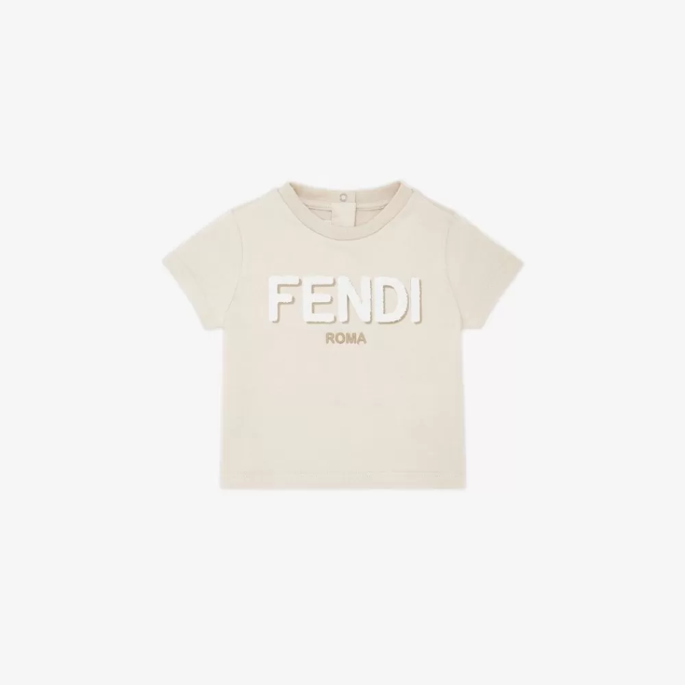 Bambina>Fendi T-Shirt Roma In Jersey Beige