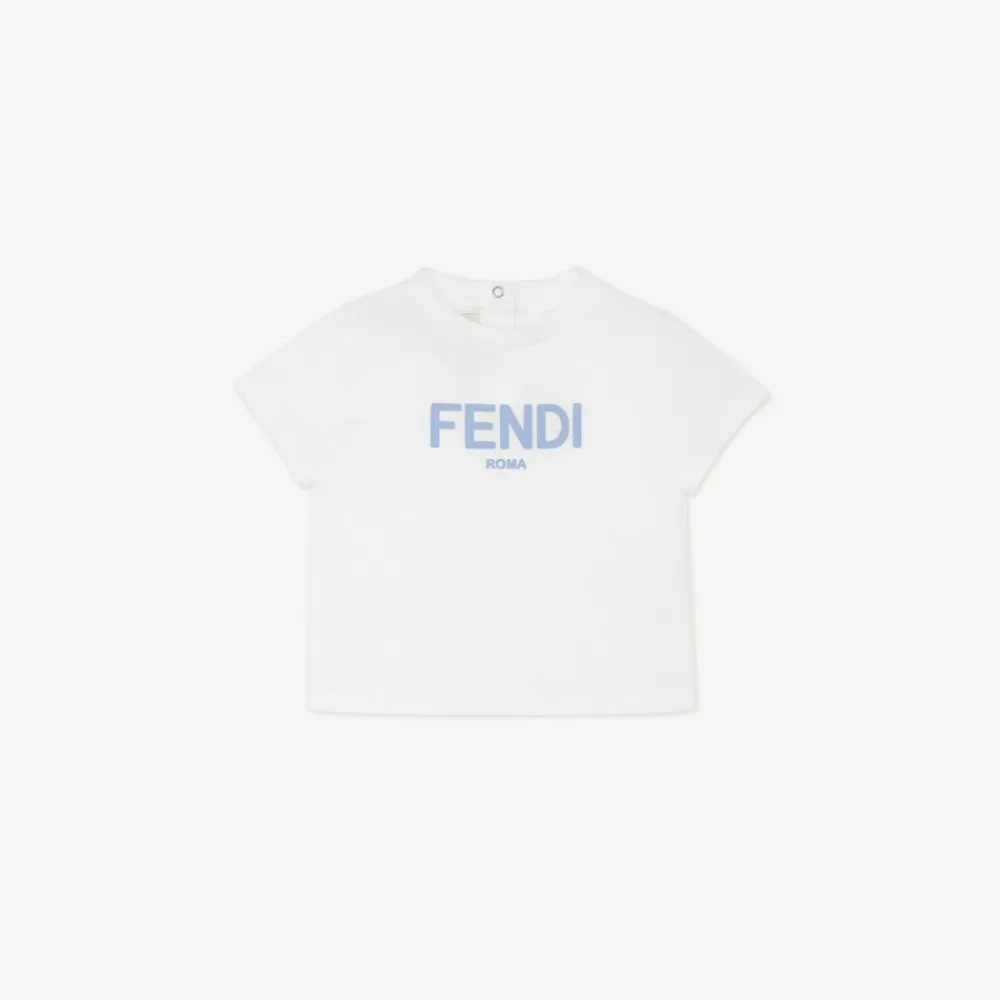 Bambina>Fendi T-Shirt Roma In Jersey Bianco