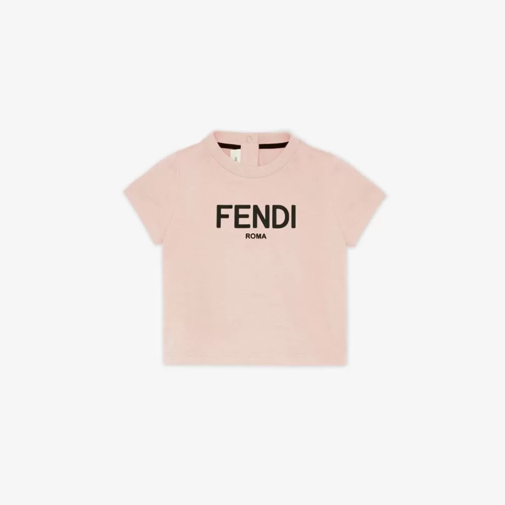 Bambina>Fendi T-Shirt Roma In Jersey Rosa