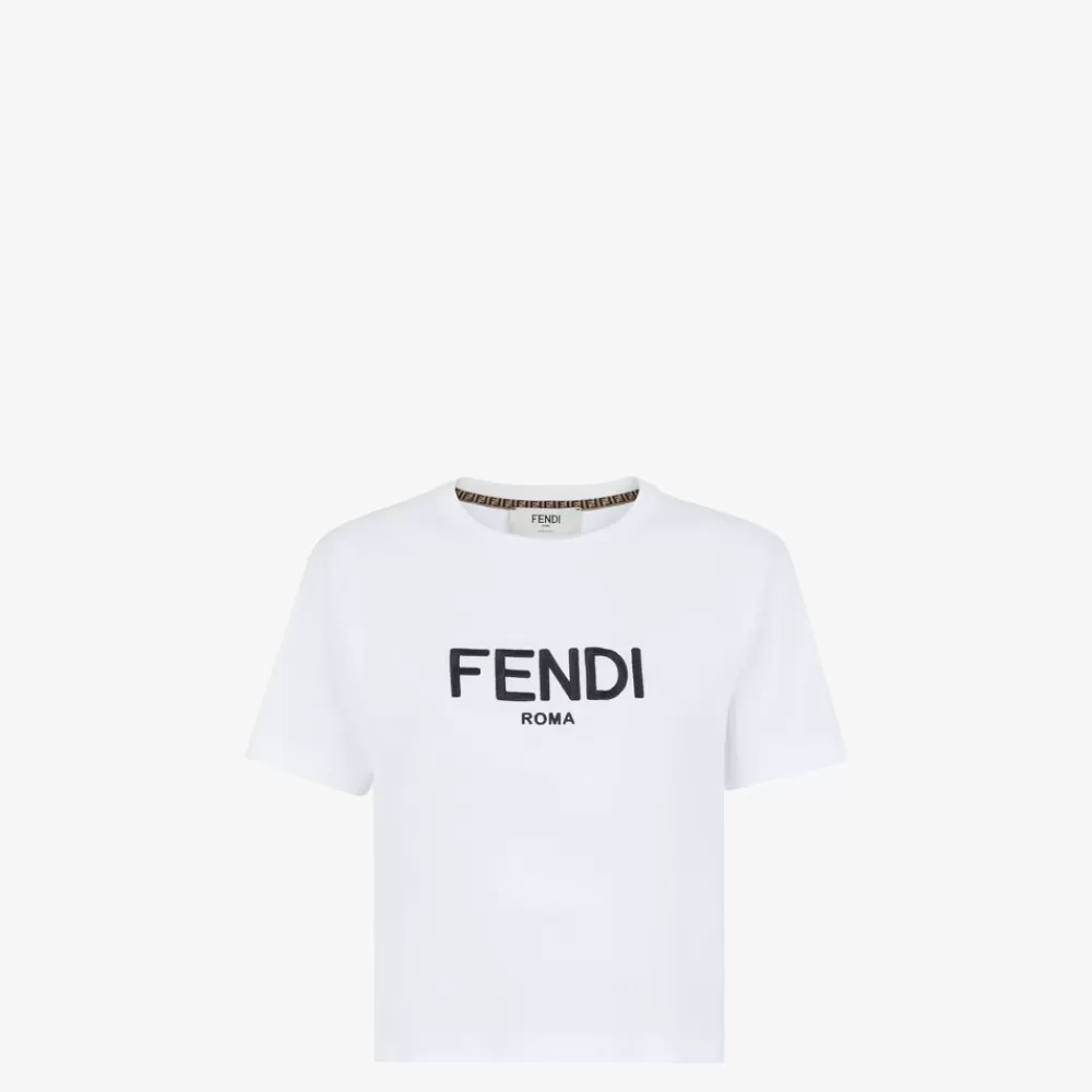 T-Shirt E Felpe>Fendi T-Shirt In Cotone Bianco